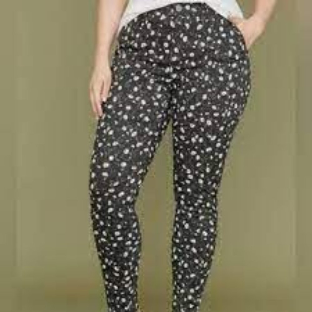 Lane Bryant Mid Rise Skinny Chino Pants Stretchy Black Floral Plus Size 20 NWT